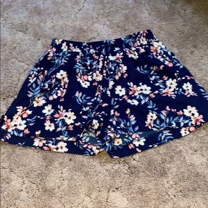 Blue Flowy Floral Shorts